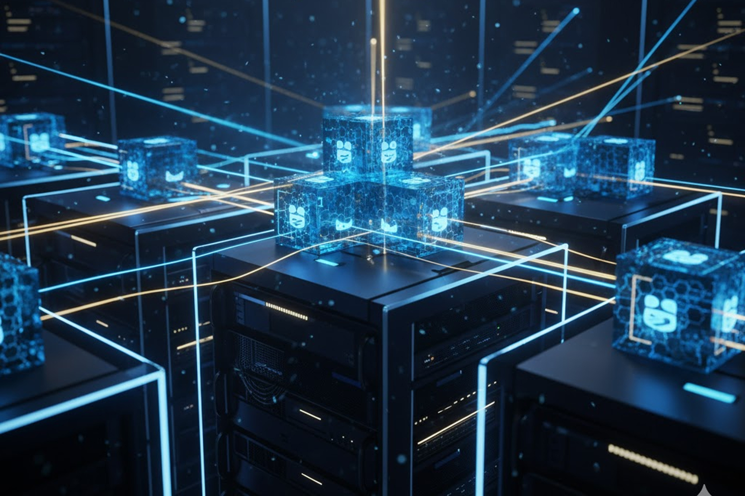 Représentation visuelle d’une infrastructure Docker connectée et sécurisée