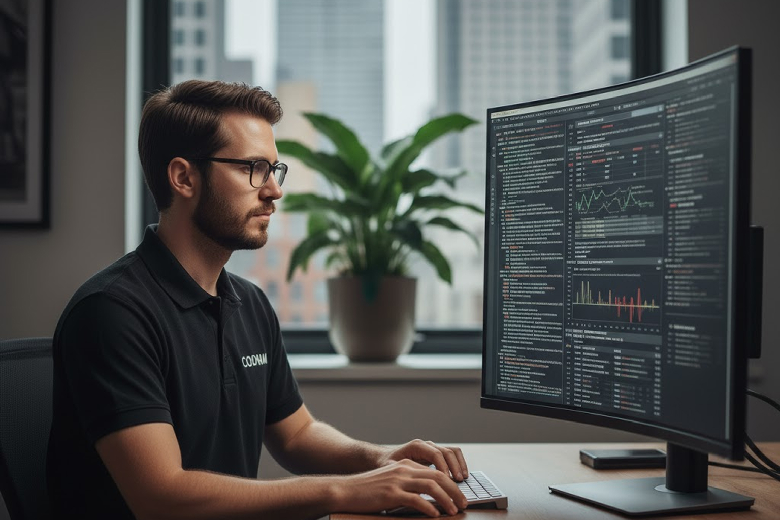 Un technicien CODNUM surveille les journaux de logs et les indicateurs système